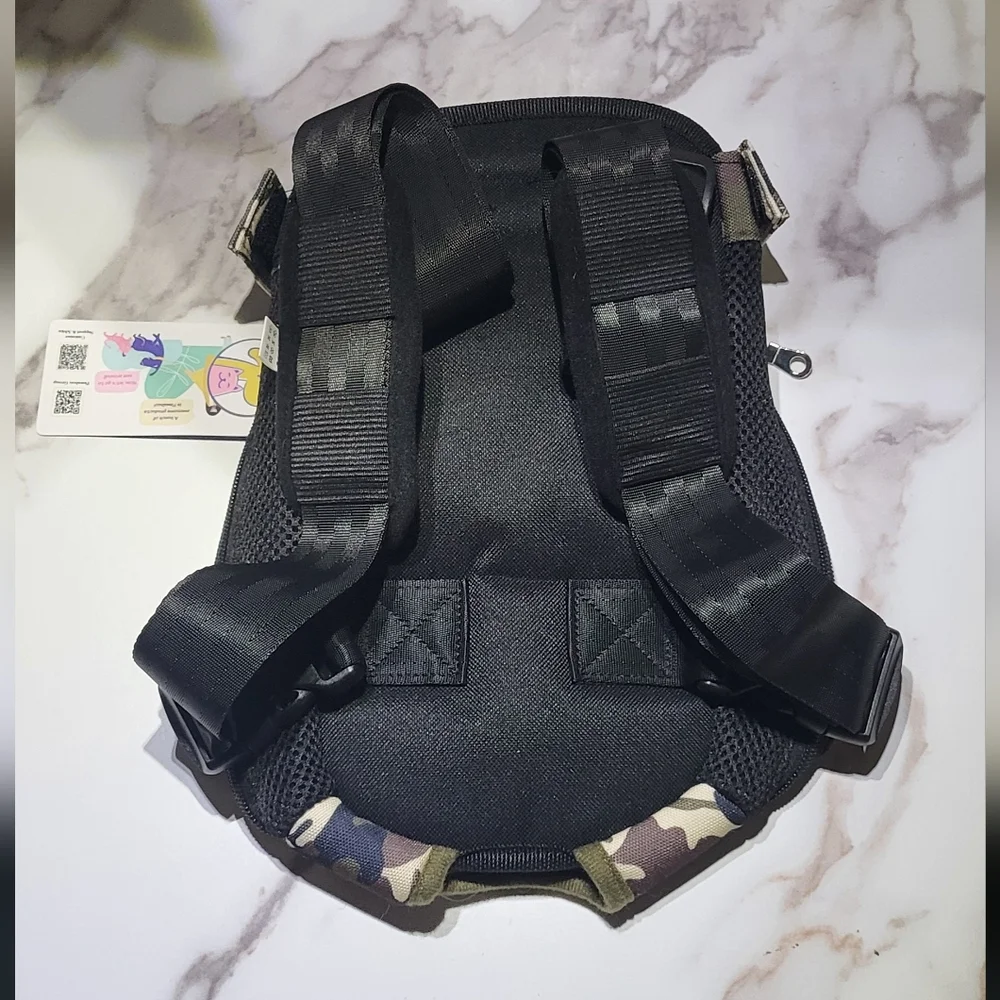 Pawaboo NWT Black/Green Camouflage Print Pet Carrier Backpack Sz Small (3-5lbs)